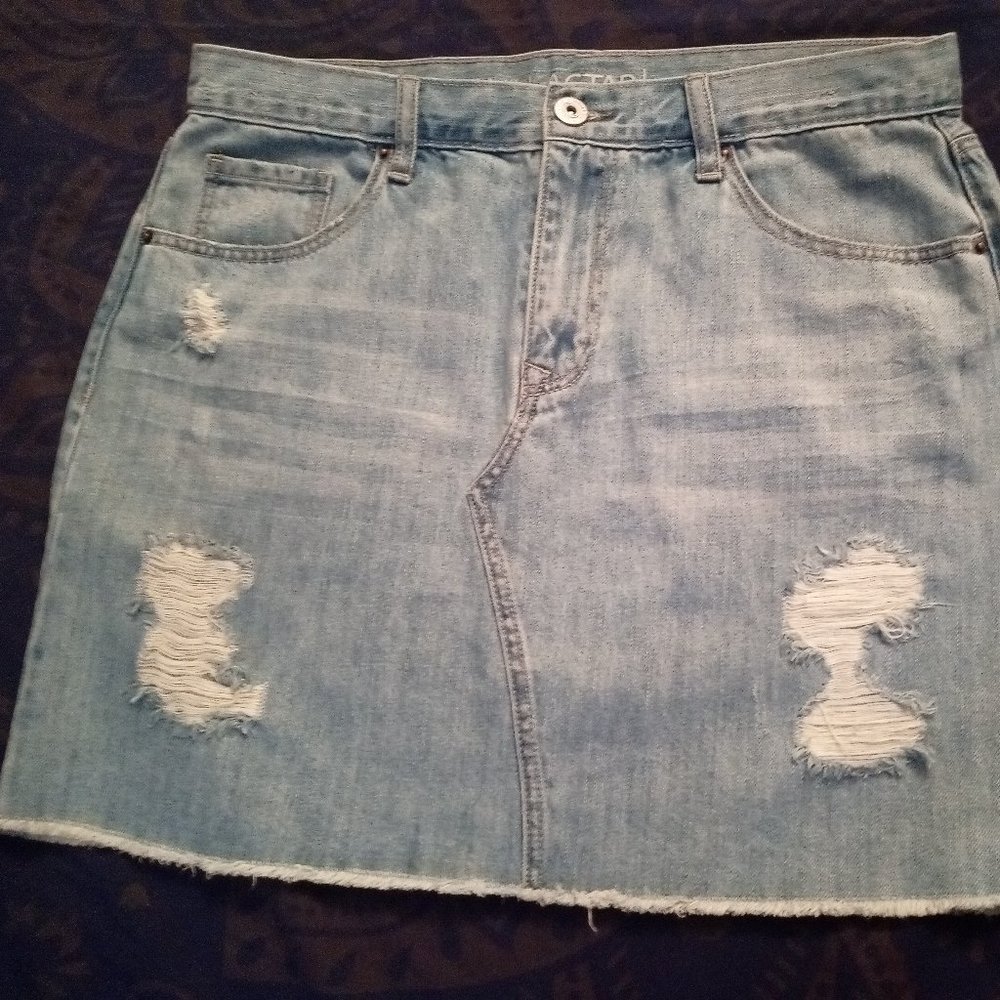 Vanilla Star Y2K Deconstructed Denim Mini Skirt Sz 13